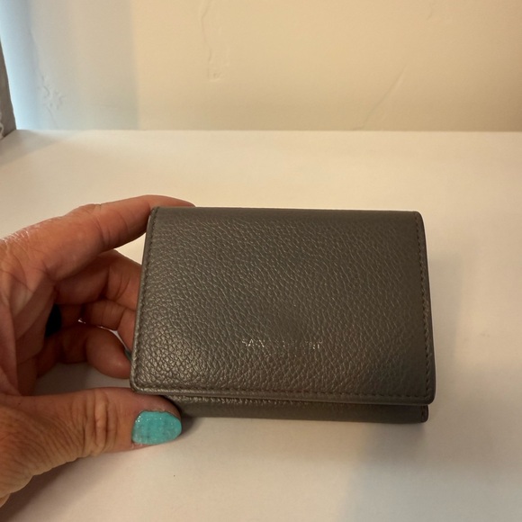Saint Laurent Handbags - Saint Laurent Pebbled Gray Leather Wallet
